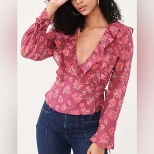 💙NWT Free People Amanda Wrap Top Sultry Combo Size Small